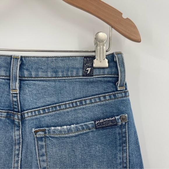 7th For All Mankind High Waist Bermuda Short In Desert Oasis Size 24 - Picture 4 of 5